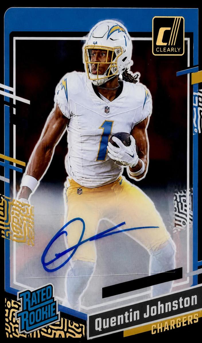 2023 Panini Clearly Donruss Football Holo RR Logo Quentin Johnston #78 PSA 8.5