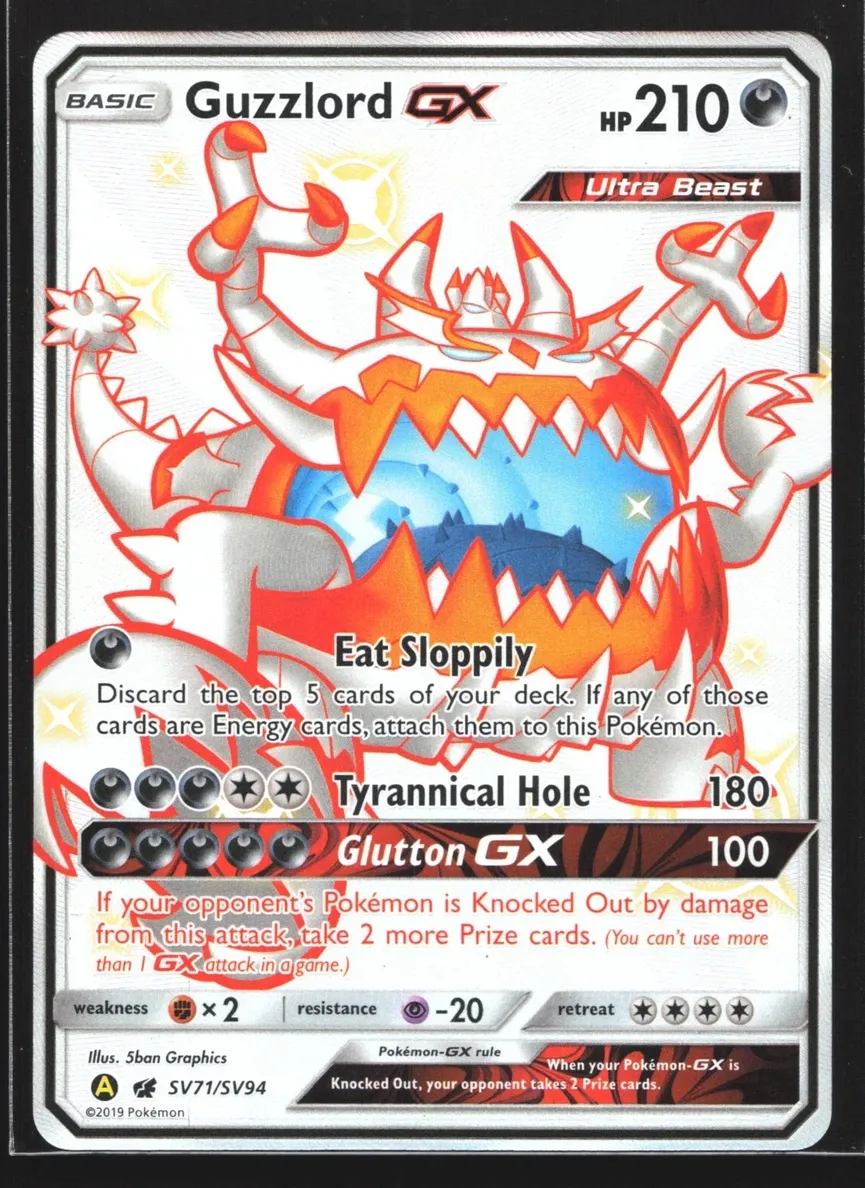 2019 Pokemon Sun & Moon Hidden Fates Guzzlord GX #SV71