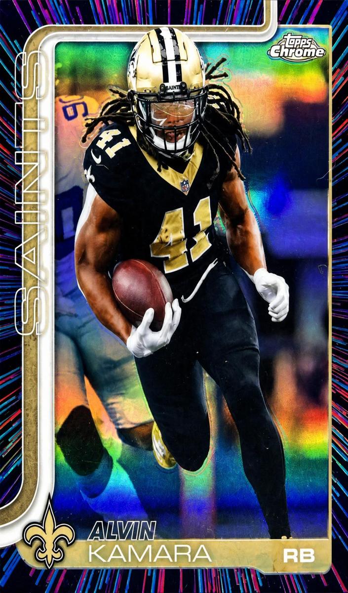 2025 Topps Chrome Football Neon Pulse Refractor Alvin Kamara #215 CGC 9