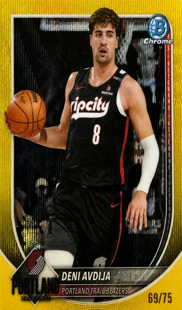 2025 Bowman Basketball Yellow Wave Refractor Deni Avdija #BCV-187