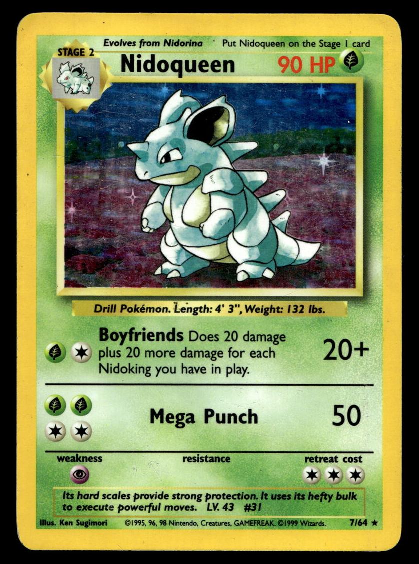 1999 Pokemon Jungle No Symbol Nidoqueen #7