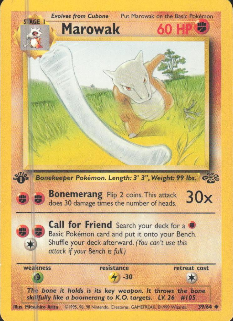 1999 Pokemon Jungle 1st Edition Marowak #39 PSA 9