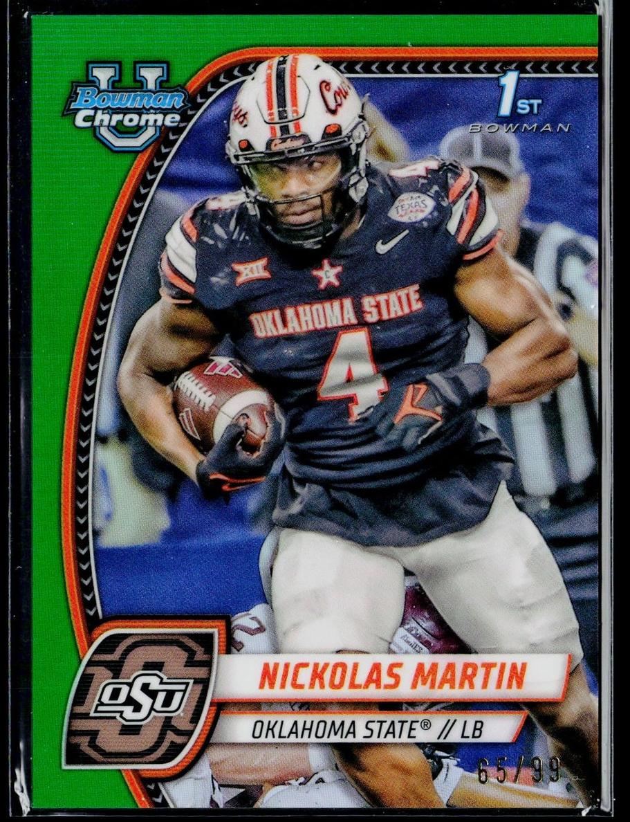 2024 Bowman Chrome University Football Green Refractor Nickolas Martin #199
