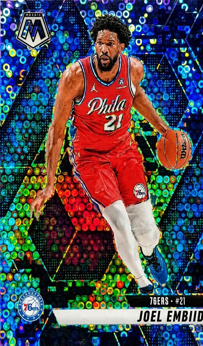 2024 Panini Mosaic Basketball Fast Break Blue Camo Joel Embiid #152