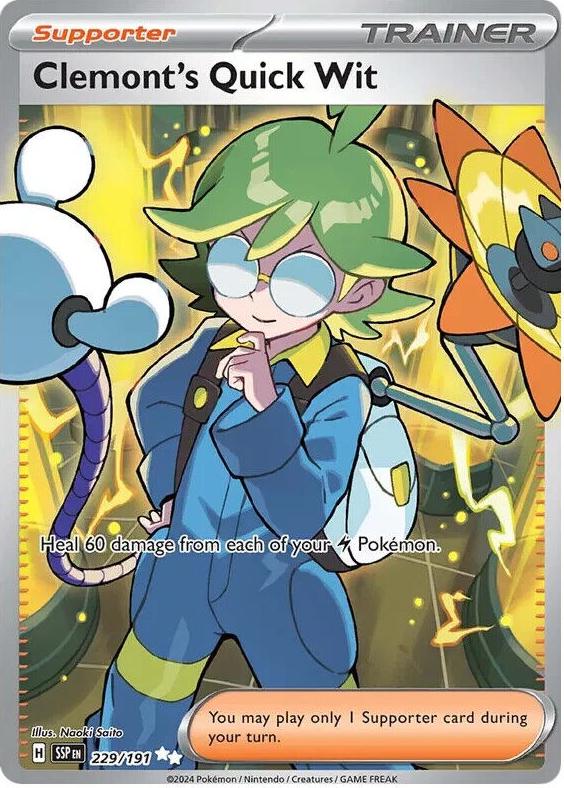 2024 Pokemon Scarlet & Violet Surging Sparks Clemont's Quick Wit #229 CGC 10