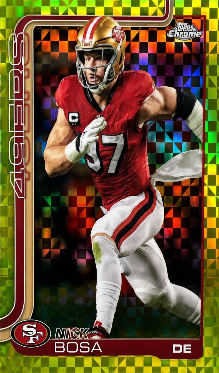 2025 Topps Chrome Football Lime Green X-Fractor Nick Bosa #264