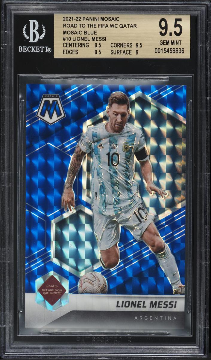 2021 Panini Mosaic FIFA Road to the World Cup Soccer Blue Lionel Messi #10 PSA 10
