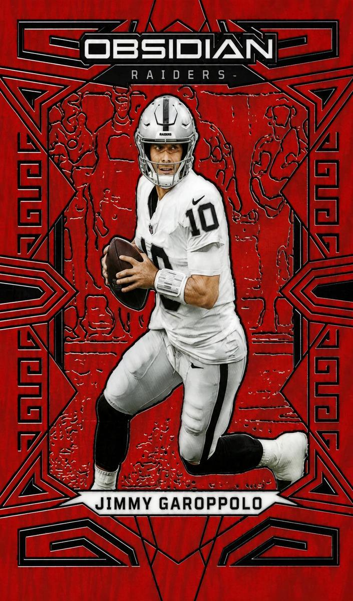 2023 Panini Obsidian Football Asia Electric Etch Red Flood Jimmy Garoppolo #52