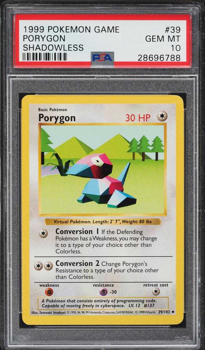 1999 Pokemon Base Set Shadowless Porygon #39 PSA 9