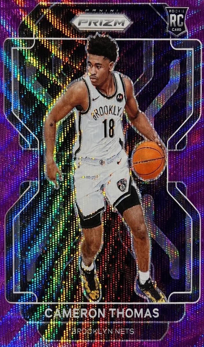 2021 Panini Prizm Basketball Purple Wave Cameron Thomas #297 PSA 8