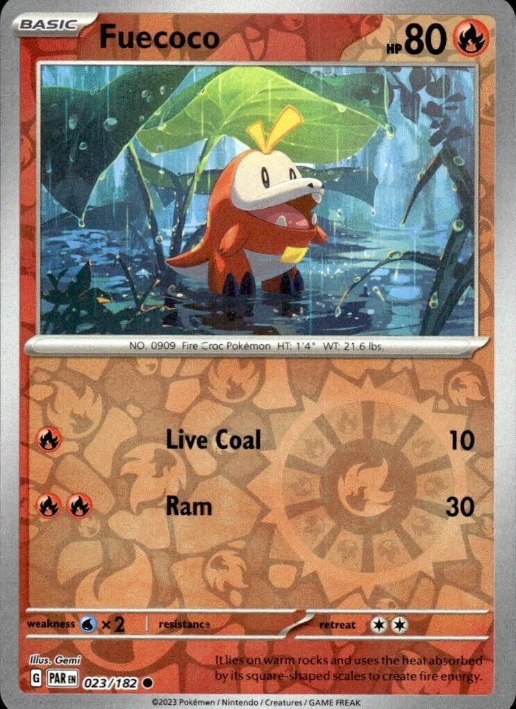 2023 Pokemon Scarlet & Violet Paradox Rift Reverse Foil Fuecoco #23