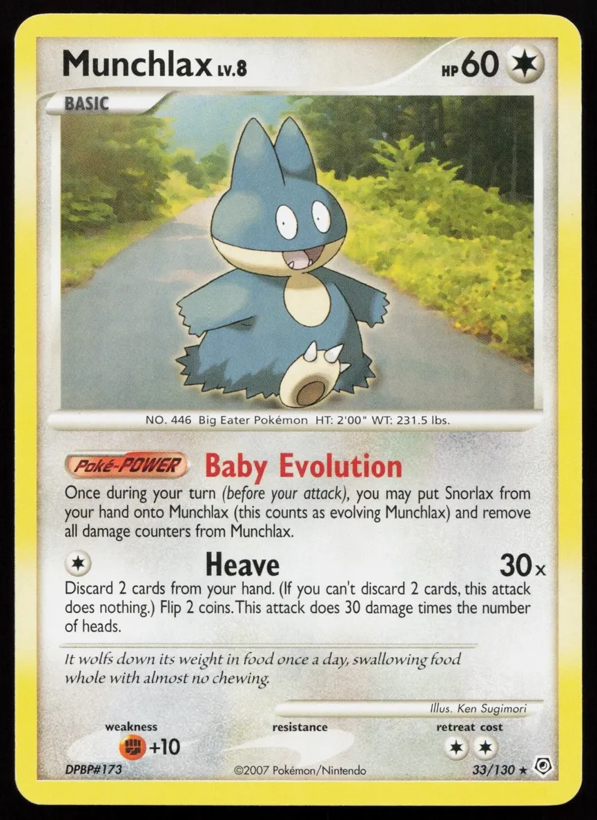 2007 Pokemon Diamond & Pearl Munchlax #33 PSA 7