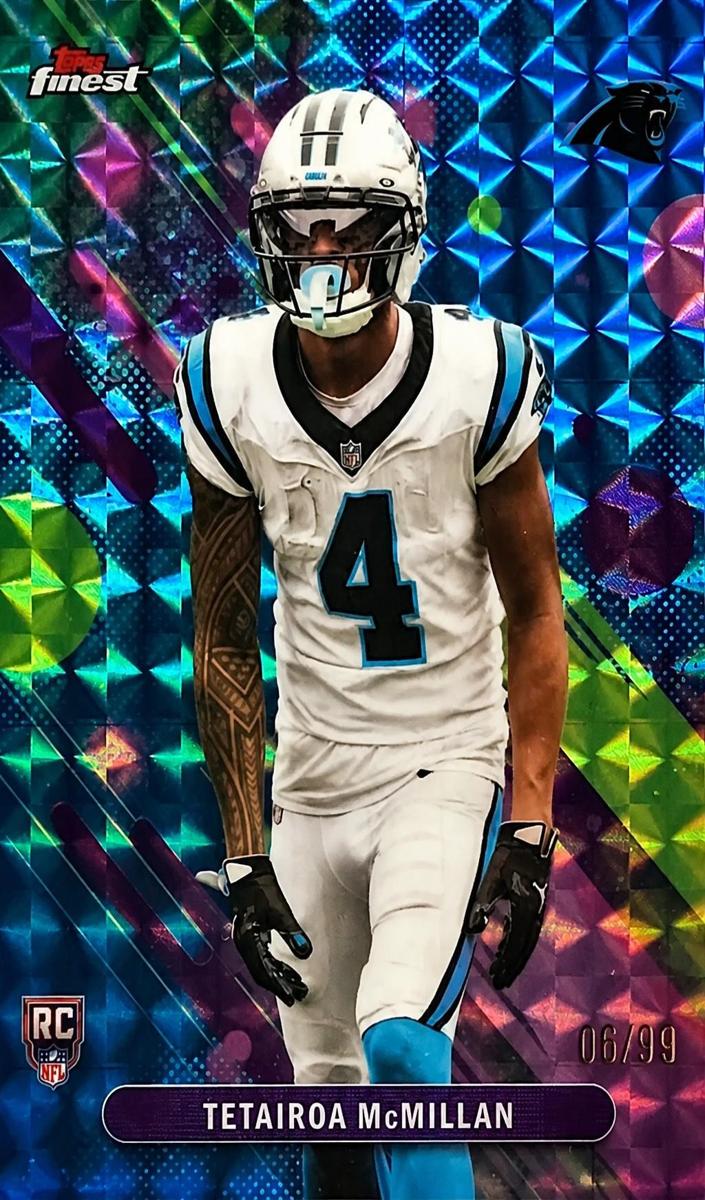 2025 Topps Finest Football Blue Geometric Tetairoa McMillan #23