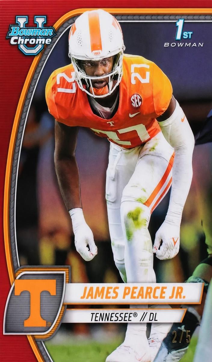 2024 Bowman Chrome University Football Red Refractor James Pearce Jr. #91